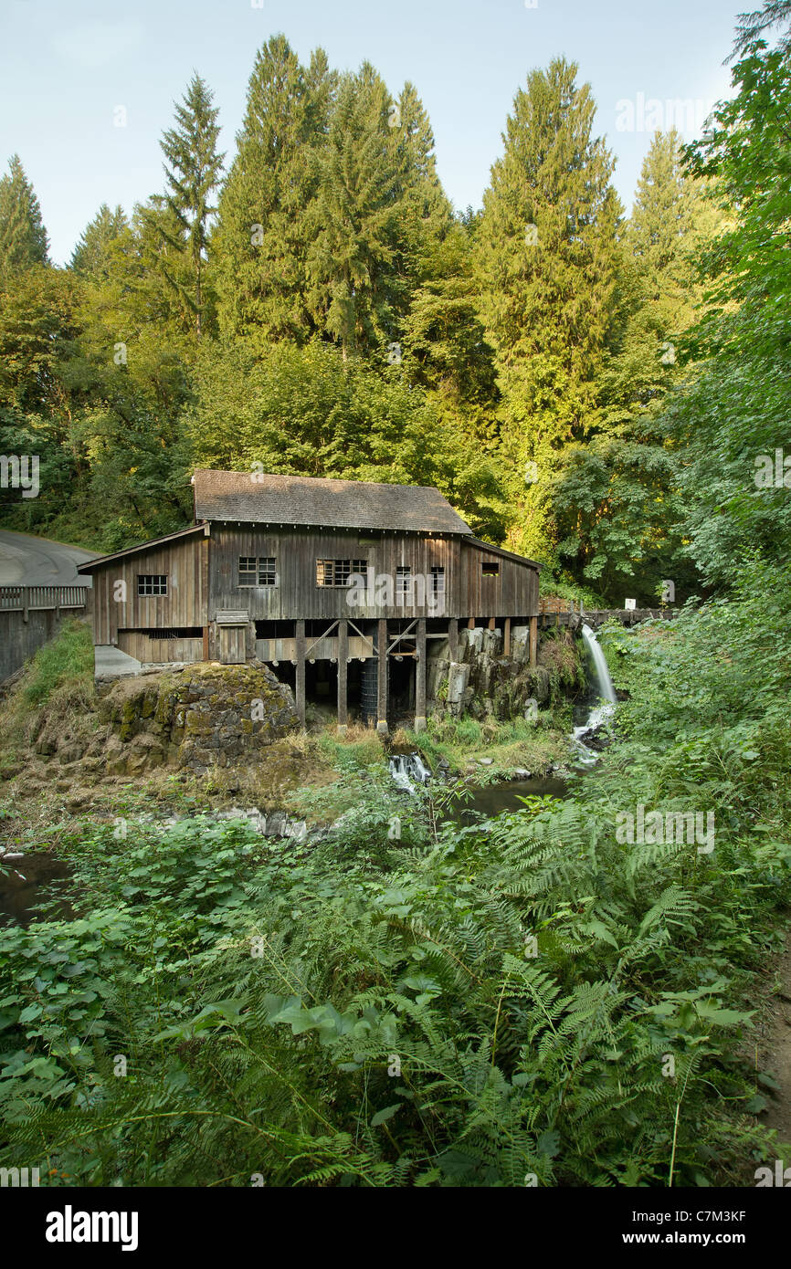 Historic Grist Mill nella foresta lungo il Cedar Creek nello Stato di Washington Foto Stock