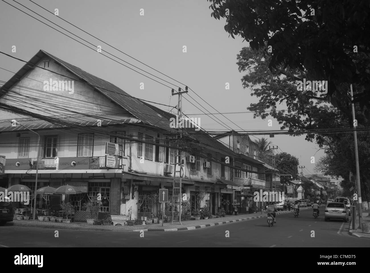 Lato strada in scena a Vientiane capitale del Laos Foto Stock