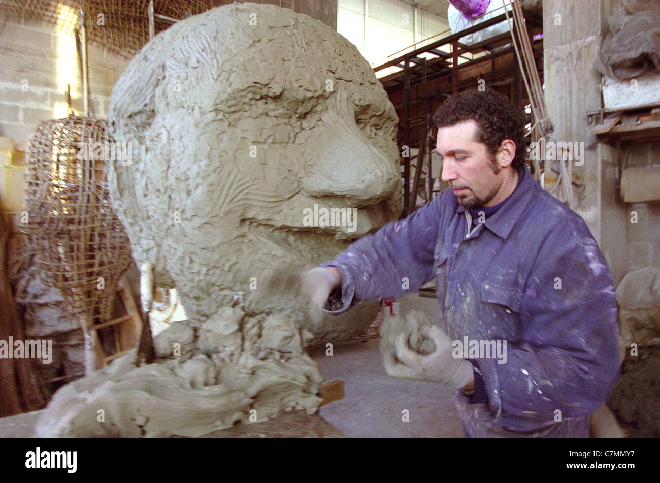La Cittadella del Carnevale,preparazione al carnevale di Viareggio, Italia Foto Stock