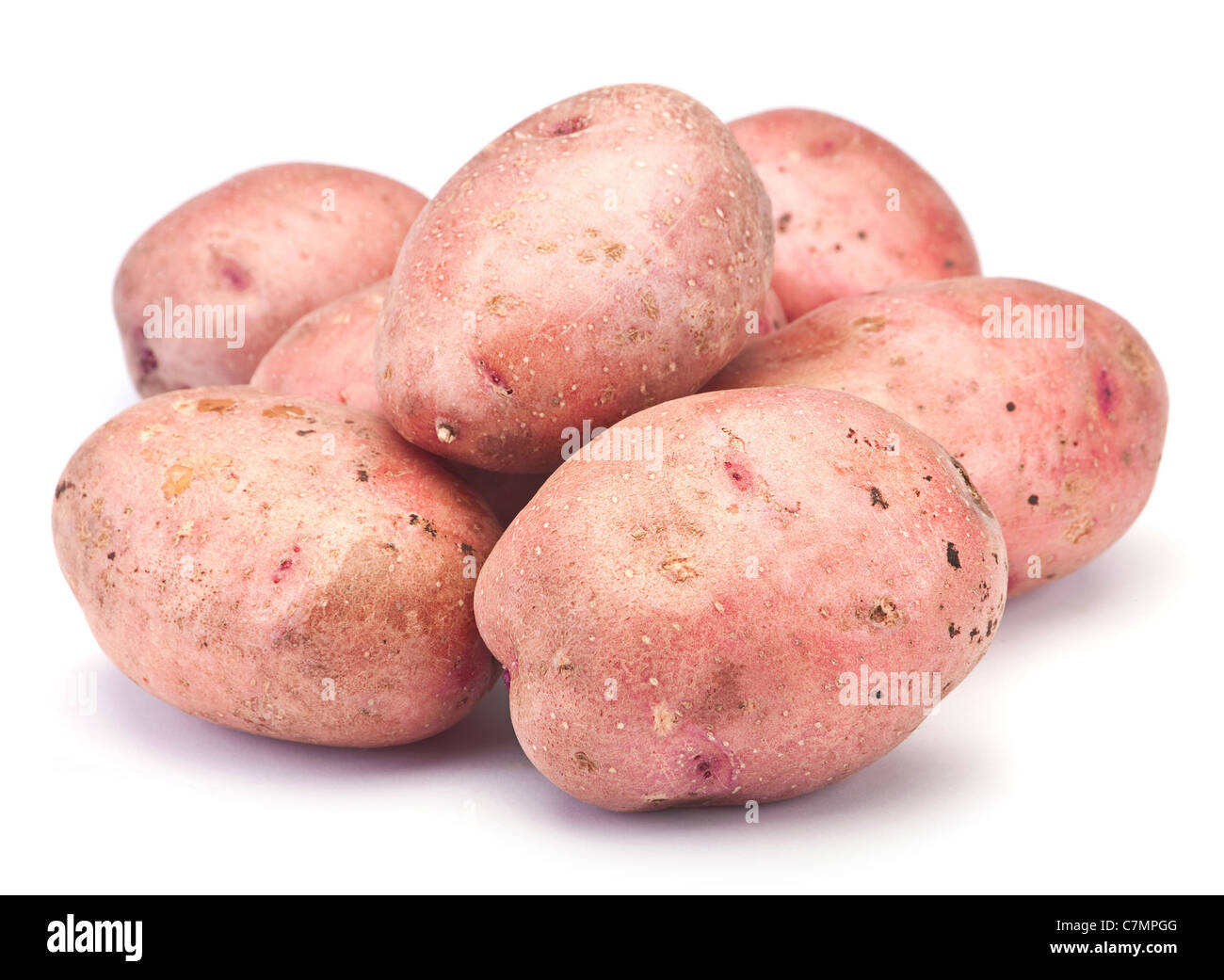 Materie vegetali di patate closeup isolato su bianco Foto Stock