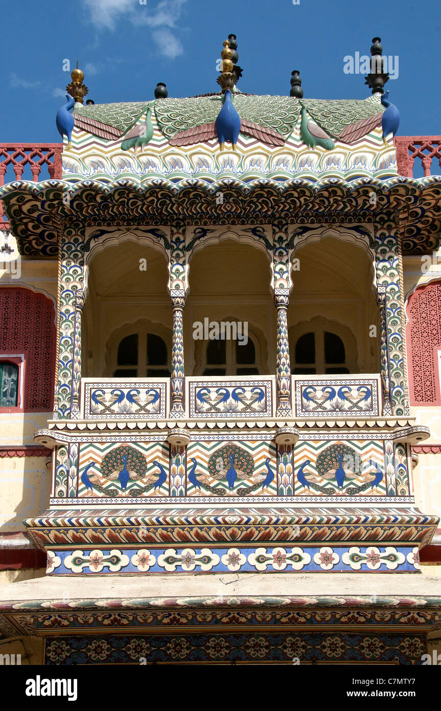 Balcone Pitam Niwas Chowk City Palace Jaipur India Rajasthan Foto Stock