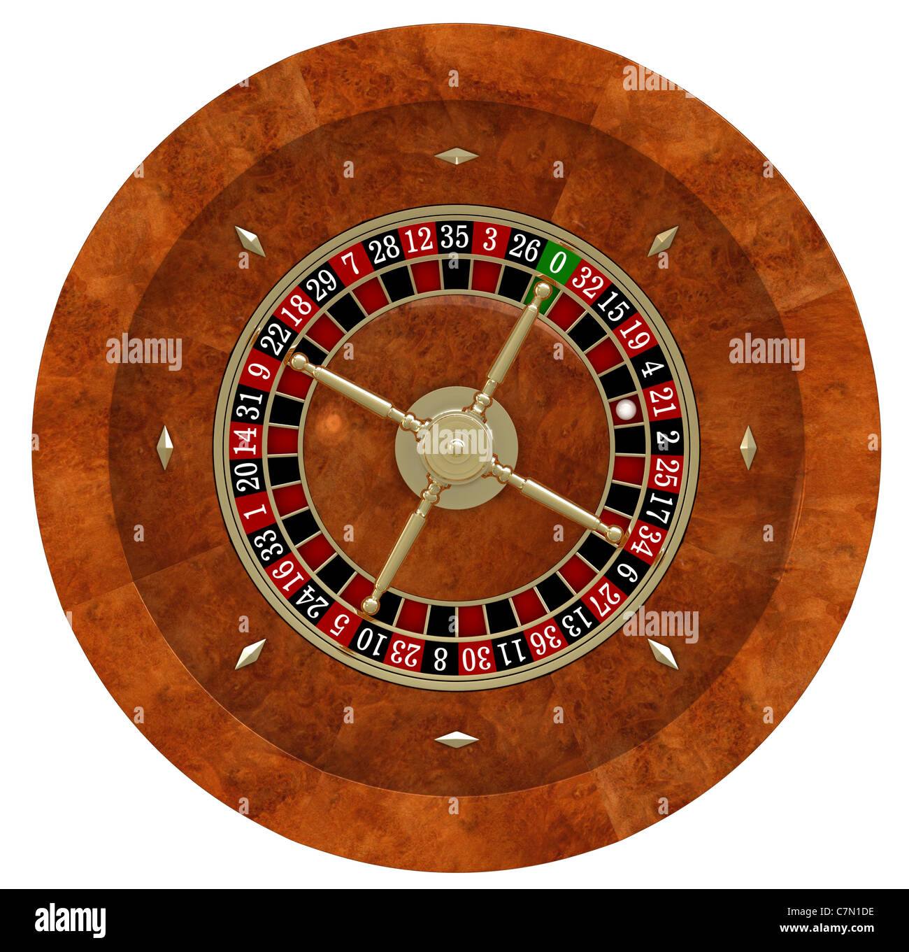 3D render di casino roulette su sfondo bianco Foto Stock