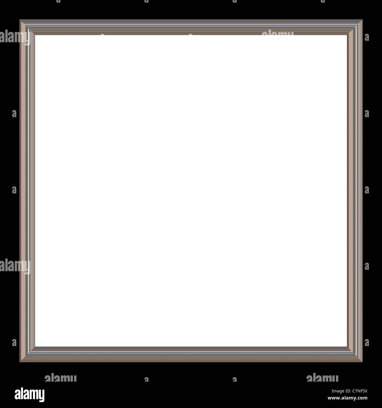 Argento e nero square photo frame e copyspace bianco. Foto Stock