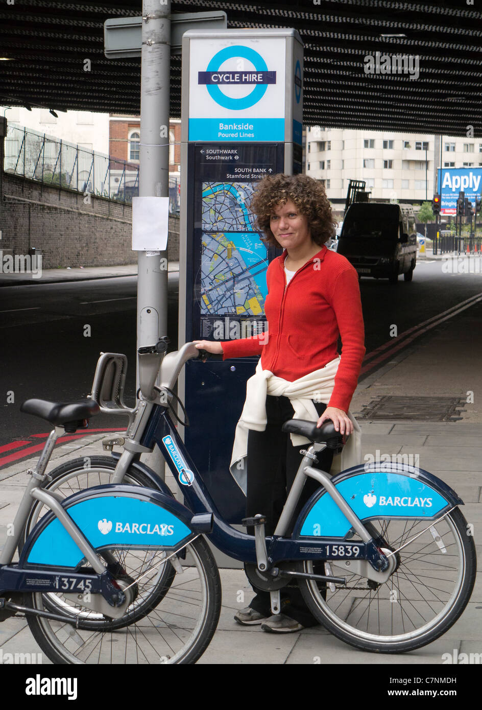 Libera ciclo urbano stazione di noleggio- Bankside, Londra Foto Stock