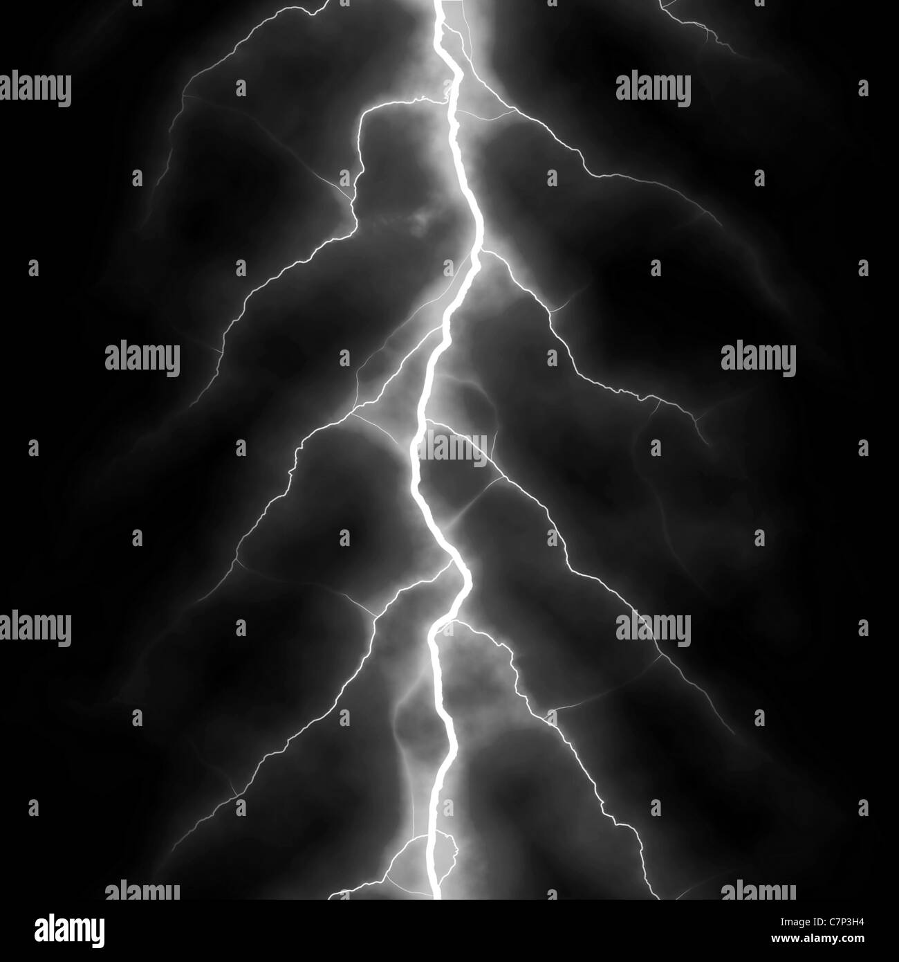 Fulmini di isolate su uno sfondo nero. Foto Stock