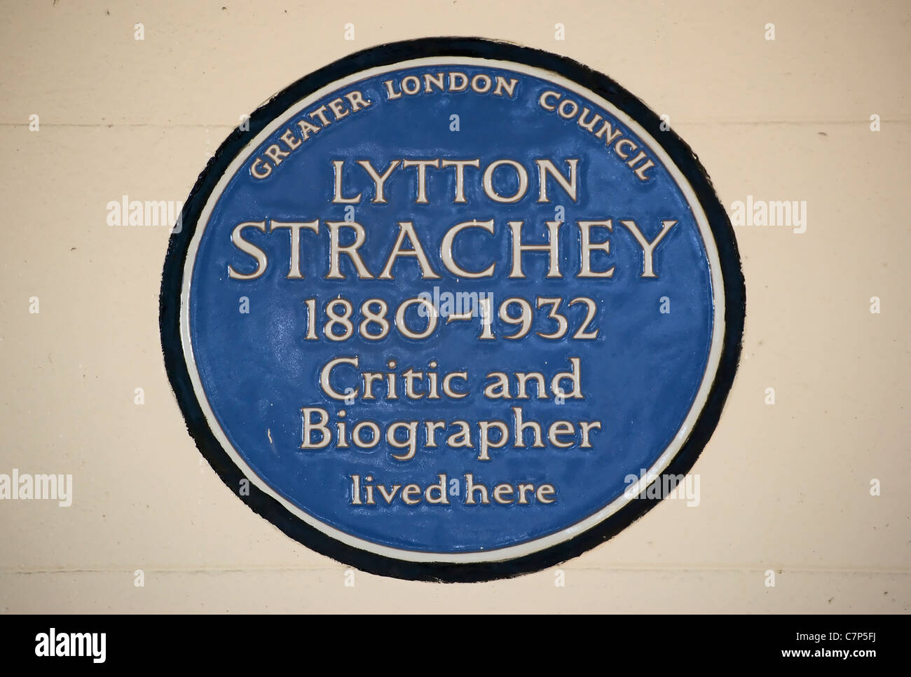 Greater London consiglio targa blu segnando un home di critico e biografo lytton strachey, Gordon Square, Londra, Inghilterra Foto Stock