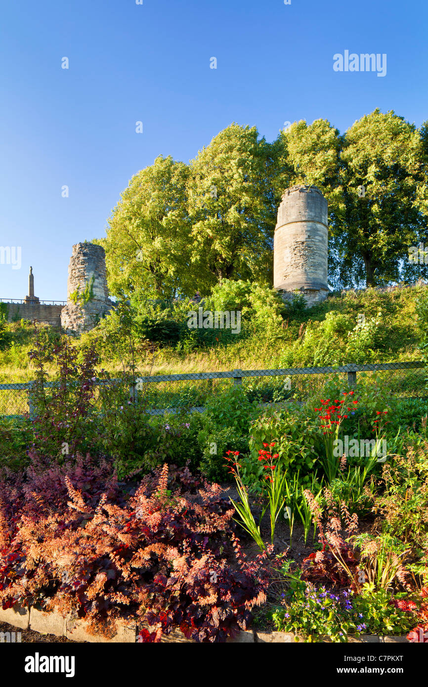 Ruderi del Castello normanno in Knaresborough, North Yorkshire. Foto Stock