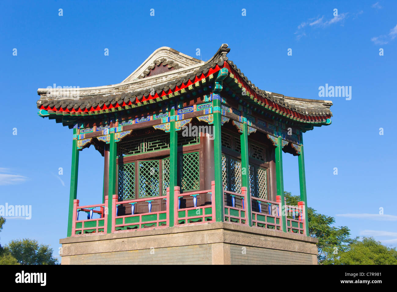 Il padiglione in Chengde Mountain Resort, Chengde, nella provincia di Hebei, Cina Foto Stock