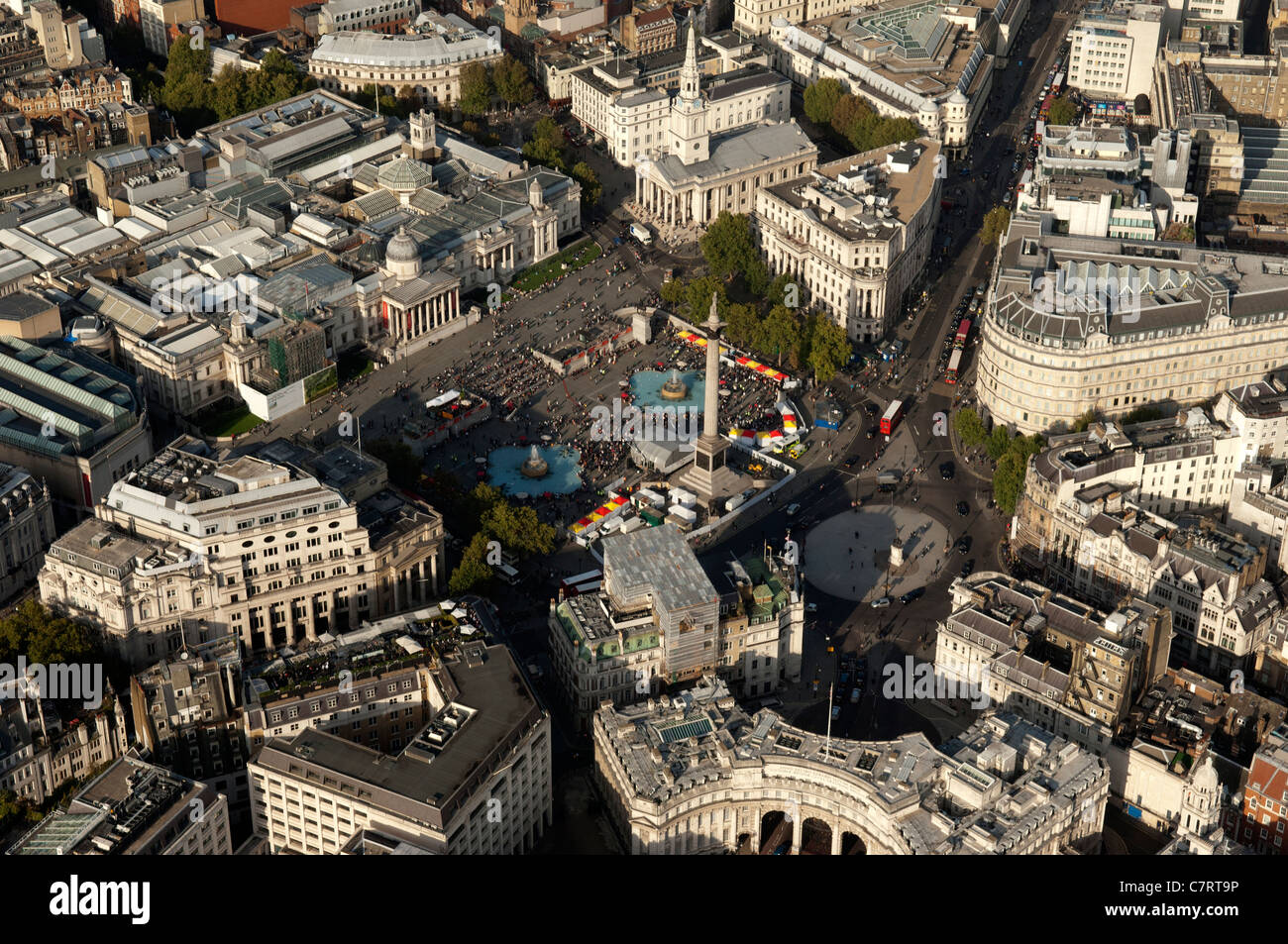 Una veduta aerea di Trafalgar Square a Londra. Foto Stock