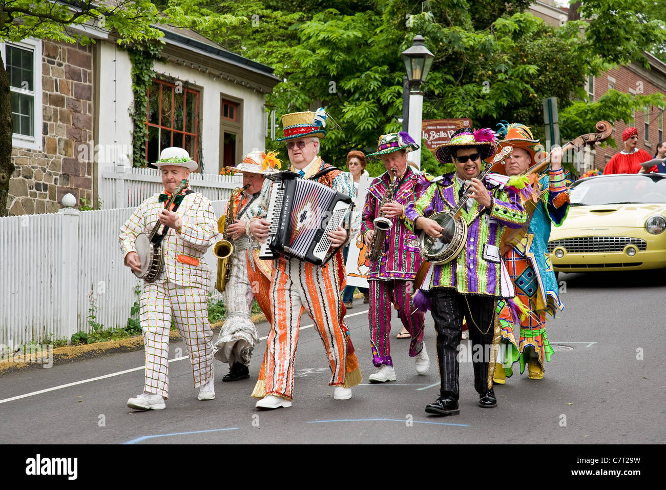 Mummers esecuzione alla nuova speranza celebra la giornata Foto Stock