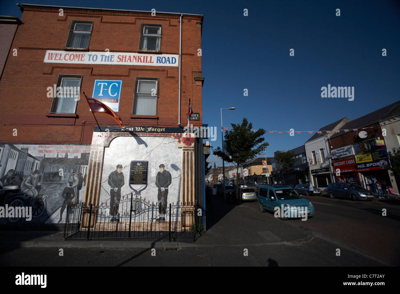 Carta murale sulla Shankill Road, Belfast, Irlanda del Nord, Regno Unito. Foto Stock