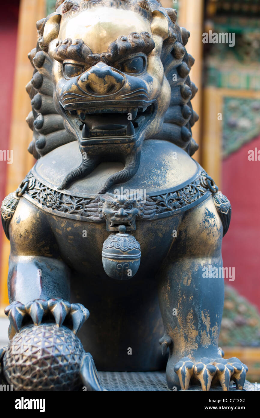 Lion ornamentali nella Città Proibita,Beijing Foto Stock
