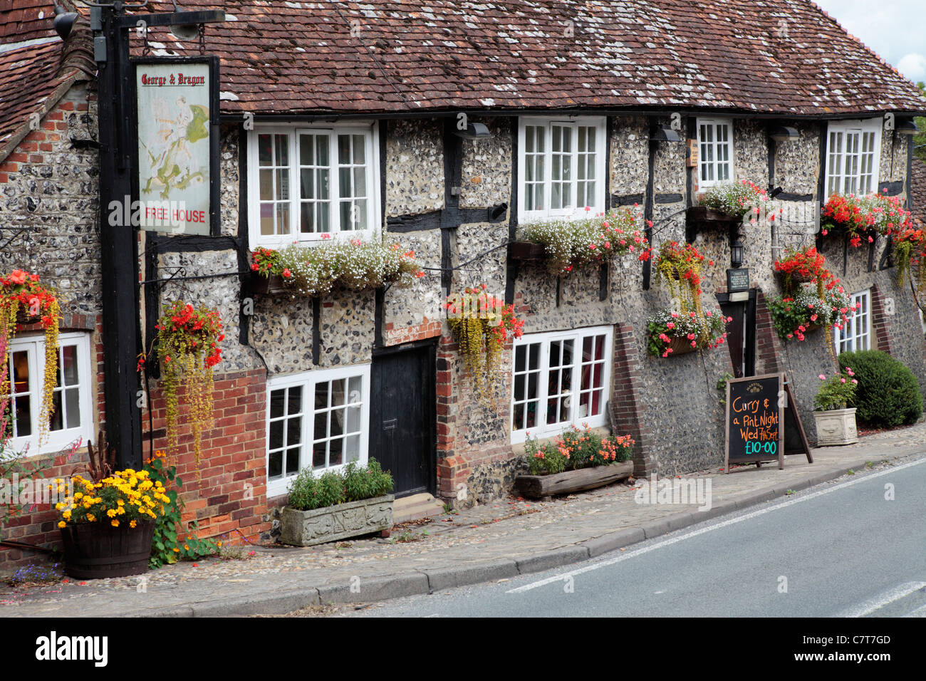 George and Dragon Pub Houghton, Sussex, Inghilterra Foto Stock