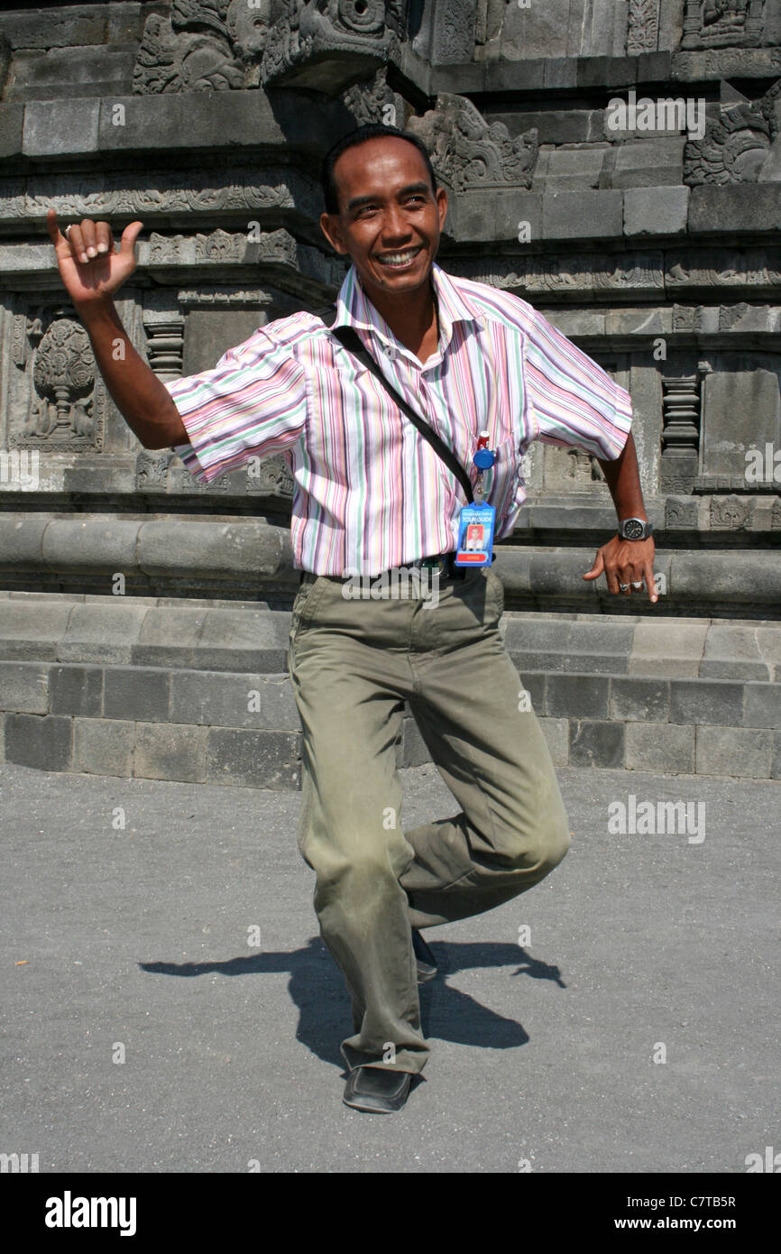 Guida turistica al tempio di Prambanan, Indonesia Foto Stock