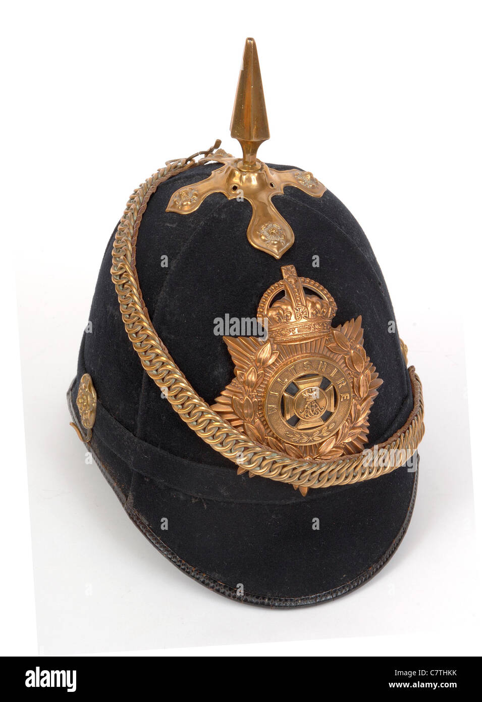 WW1 British Home Servizio casco badged al reggimento Wiltshire, datata 1914. Foto Stock