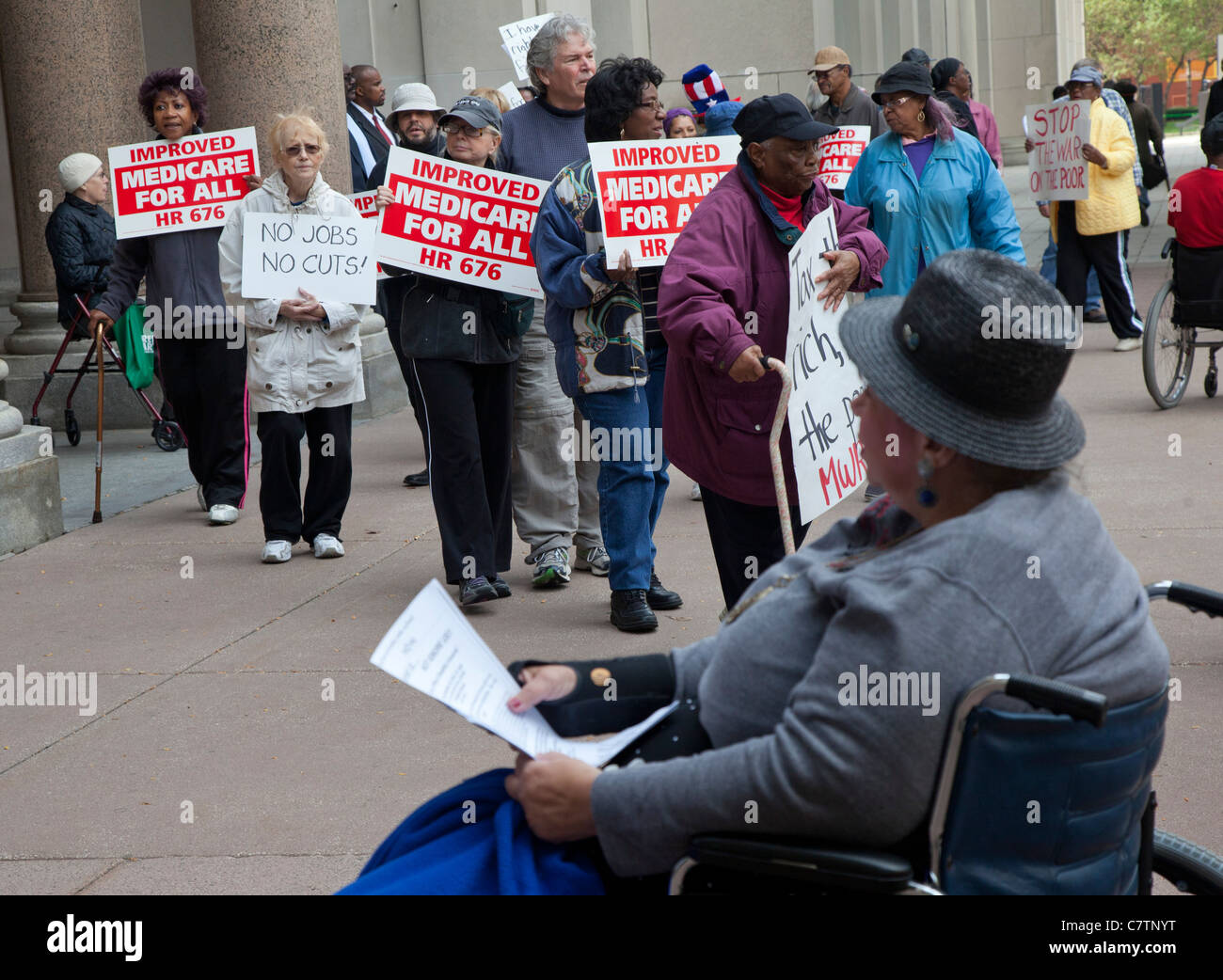 Protesta contro il Michigan tagli del benessere Foto Stock
