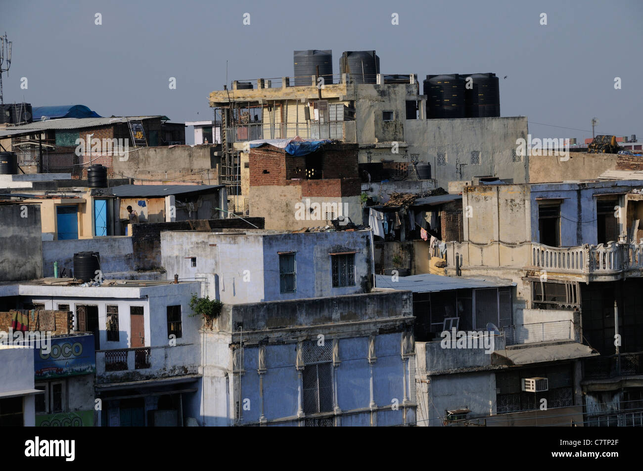 Tetti. Shajehanabad, Shahjahanabad, Vecchia Delhi, Delhi, la Repubblica dell' India. Foto Stock