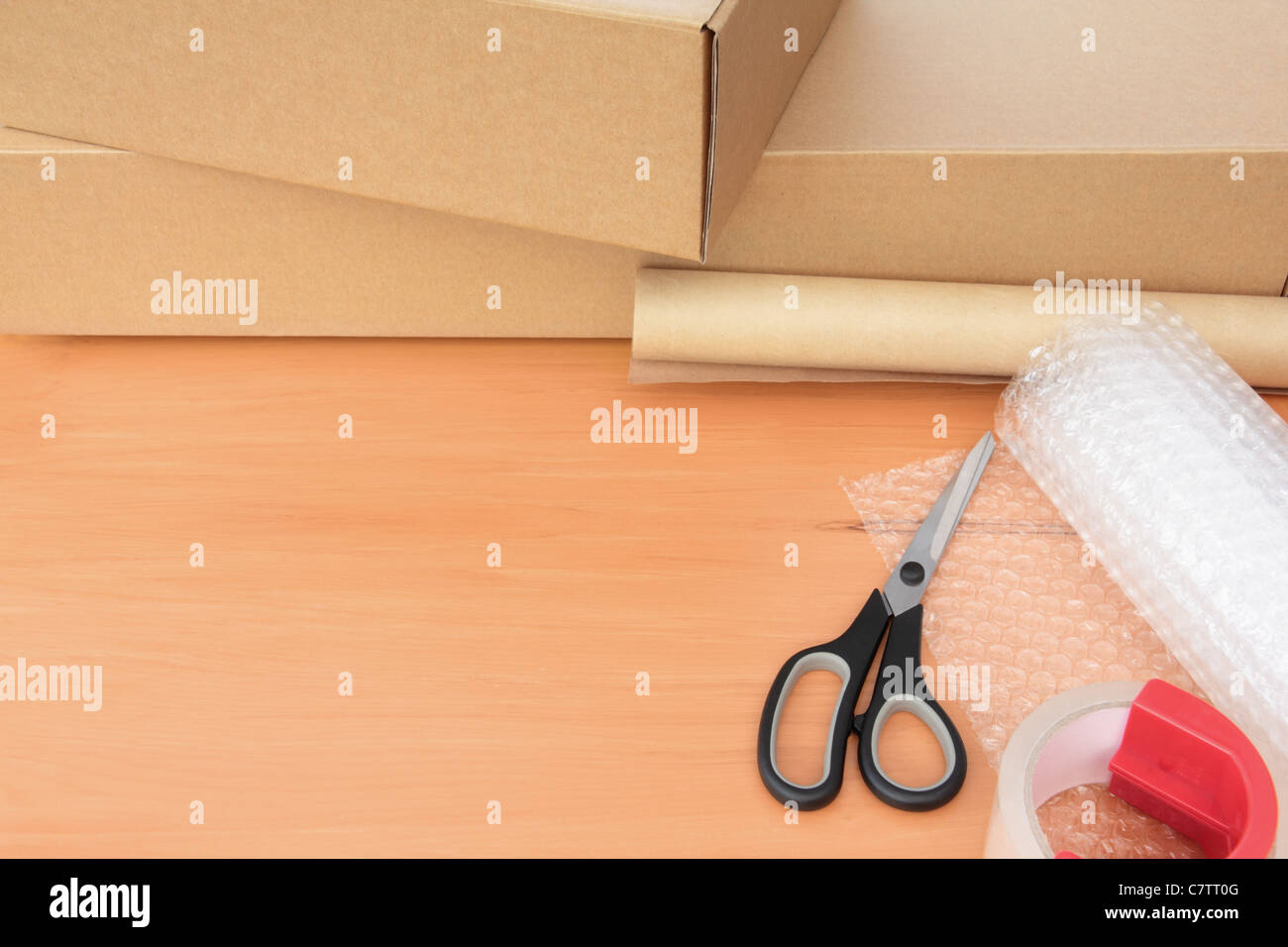 Materiali di Confezionamento con scatole e spazio di copia Foto Stock