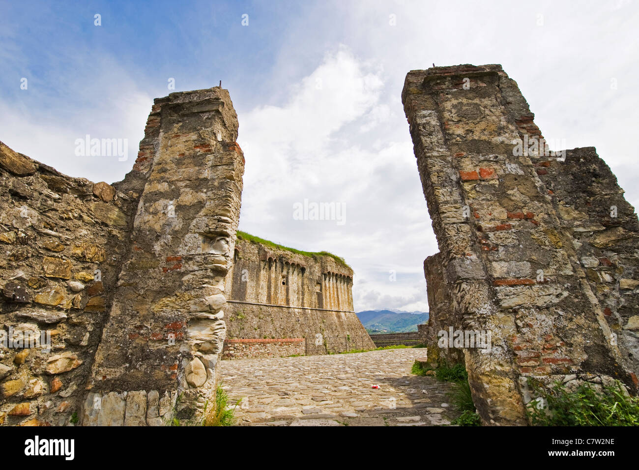 L'Italia, Liguria, Sarzana, il castello di Sarzanello, fortezza Foto Stock