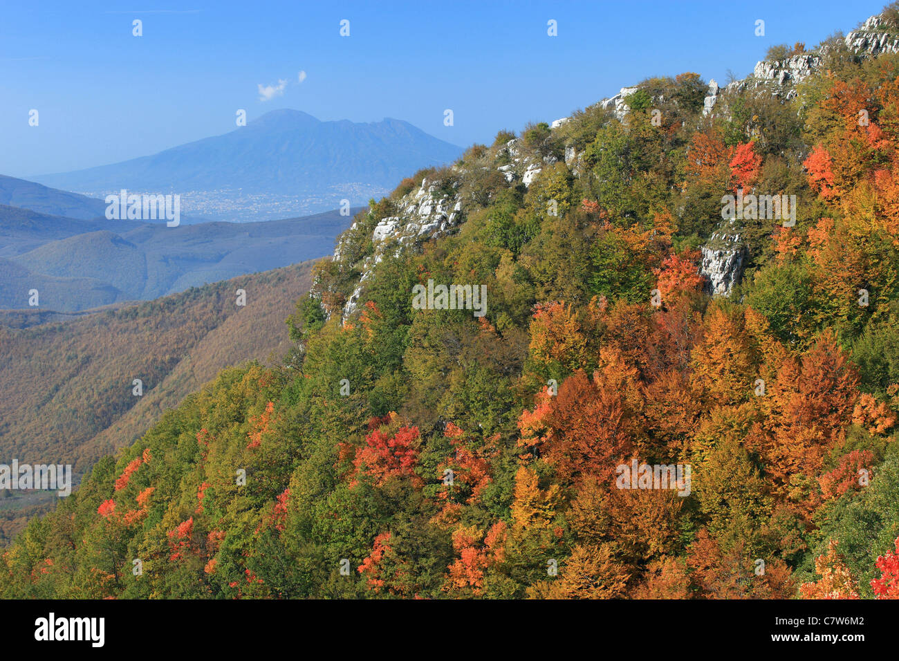 L'Italia, Campania, Marcogliano, campagna con il Vesuvio sullo sfondo Foto Stock