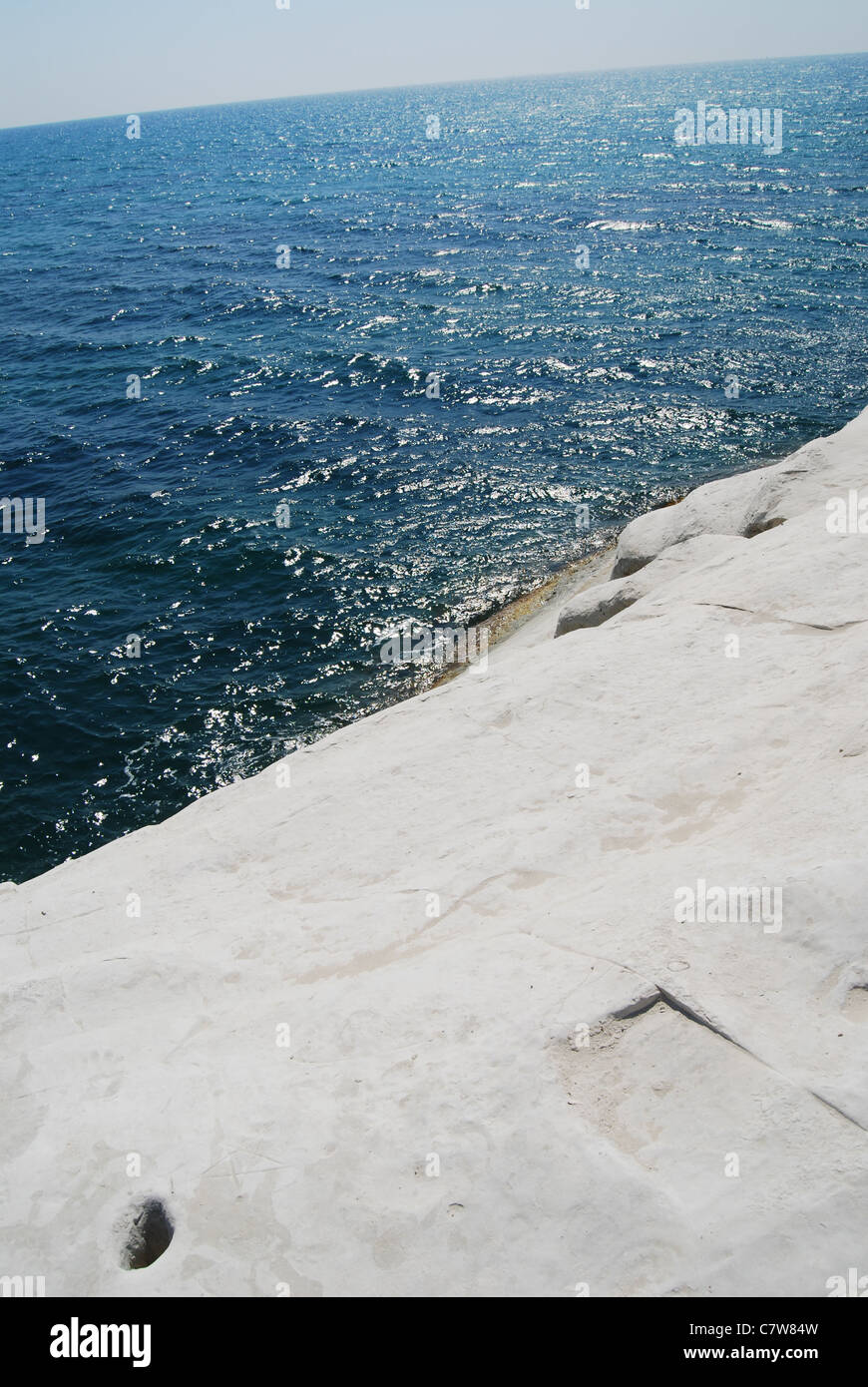 La Scala dei Turchi - Turco passi spiaggia sulla costa mediterranea della Sicilia, Italia Meridionale - nella regione di Agrigento Foto Stock