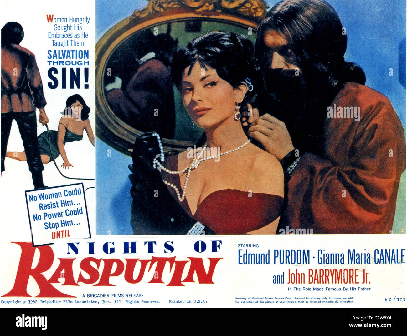 Notti di Rasputin Poster per 1962 il brigadiere film con Edmund Purdom e Gianna Maria Canale Foto Stock
