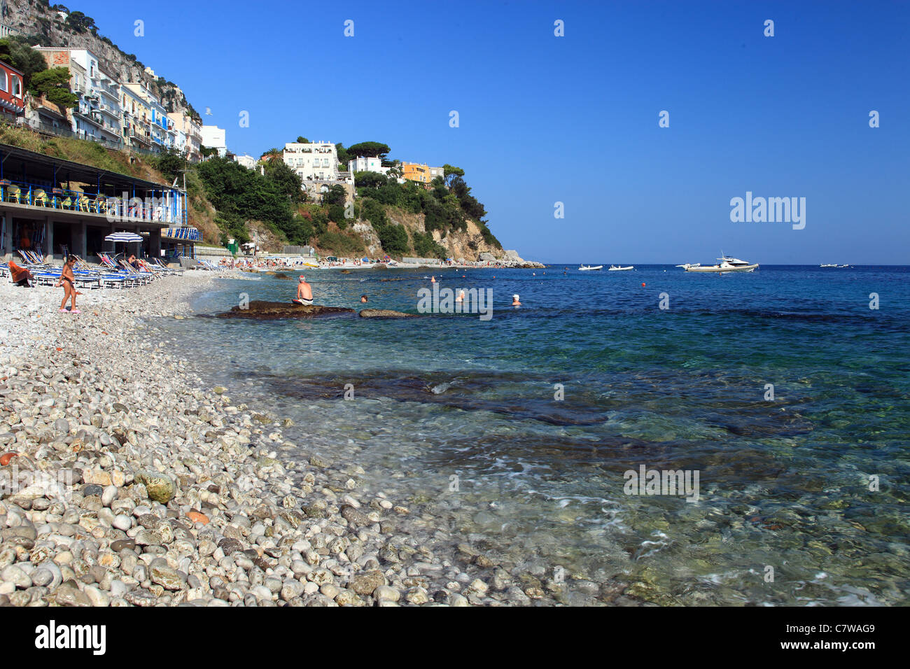 L'Italia, Campania, Capri, spiaggia di Marina Grande Foto Stock