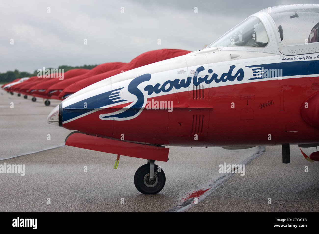 San Tommaso, Canada - 24 giugno 2011. Il naso di un Canadair CT-114 Tutor jet utilizzati dalle forze canadesi Snowbirds. Foto Stock