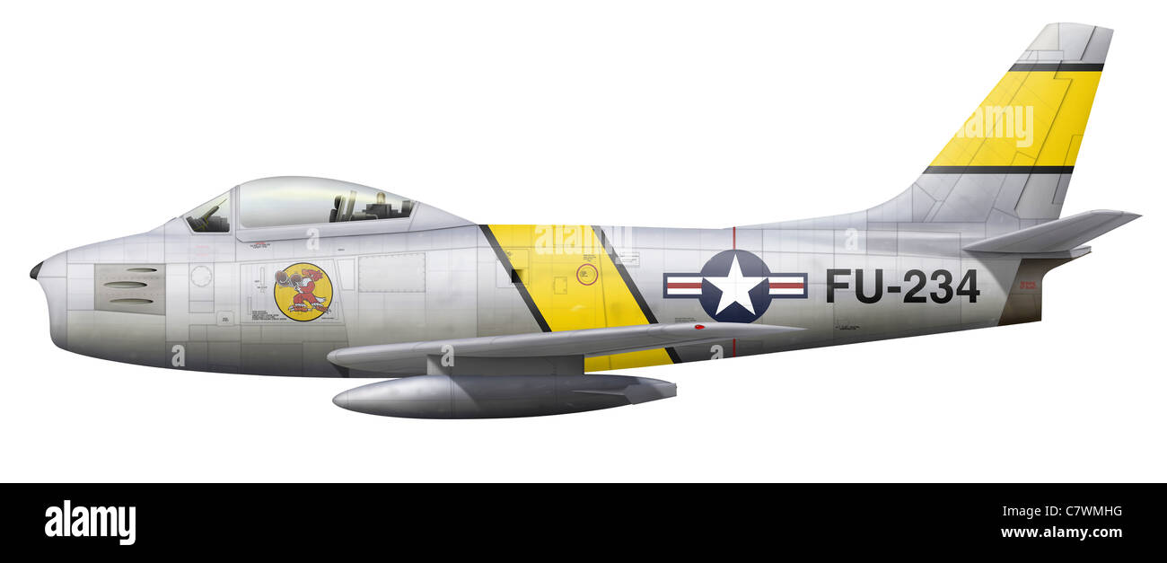 Illustrazione di un North American F-86F Sabre. Foto Stock