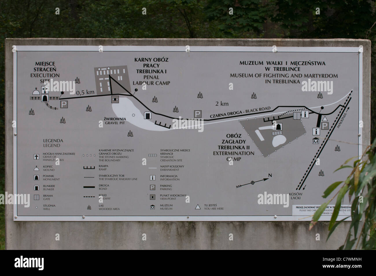 Mappa di campo della morte di Treblinka Foto Stock
