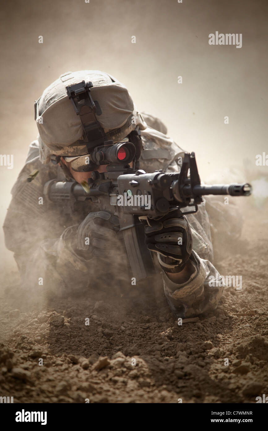 Stati Uniti Army Ranger in Afghanistan scena di combattimento. Foto Stock