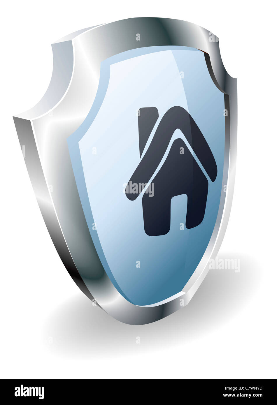 Protezione con l'icona a forma di casa per indicare che essa è protetto e sicuro, garantito o assicurato Foto Stock