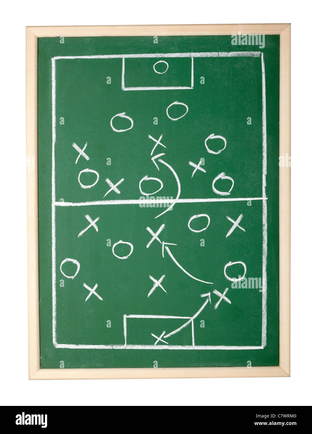 Gioco del calcio disegno su una lavagna Foto Stock