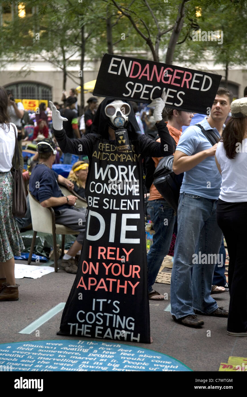 Occupare Wall Street: un movimento leaderless stanchi della cupidigia e corruzione in Gov. & Corporate America. Foto Stock