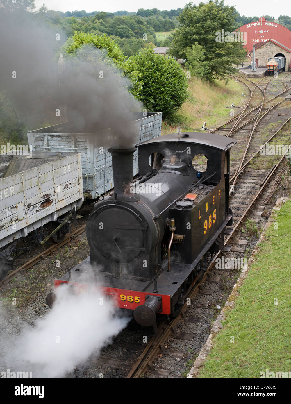 Treno a vapore Beamish, Nord dell Inghilterra Museo a cielo aperto della Contea di Durham Foto Stock
