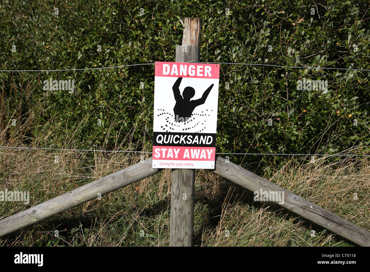 Pericolo quicksand cartello di avviso Foto Stock