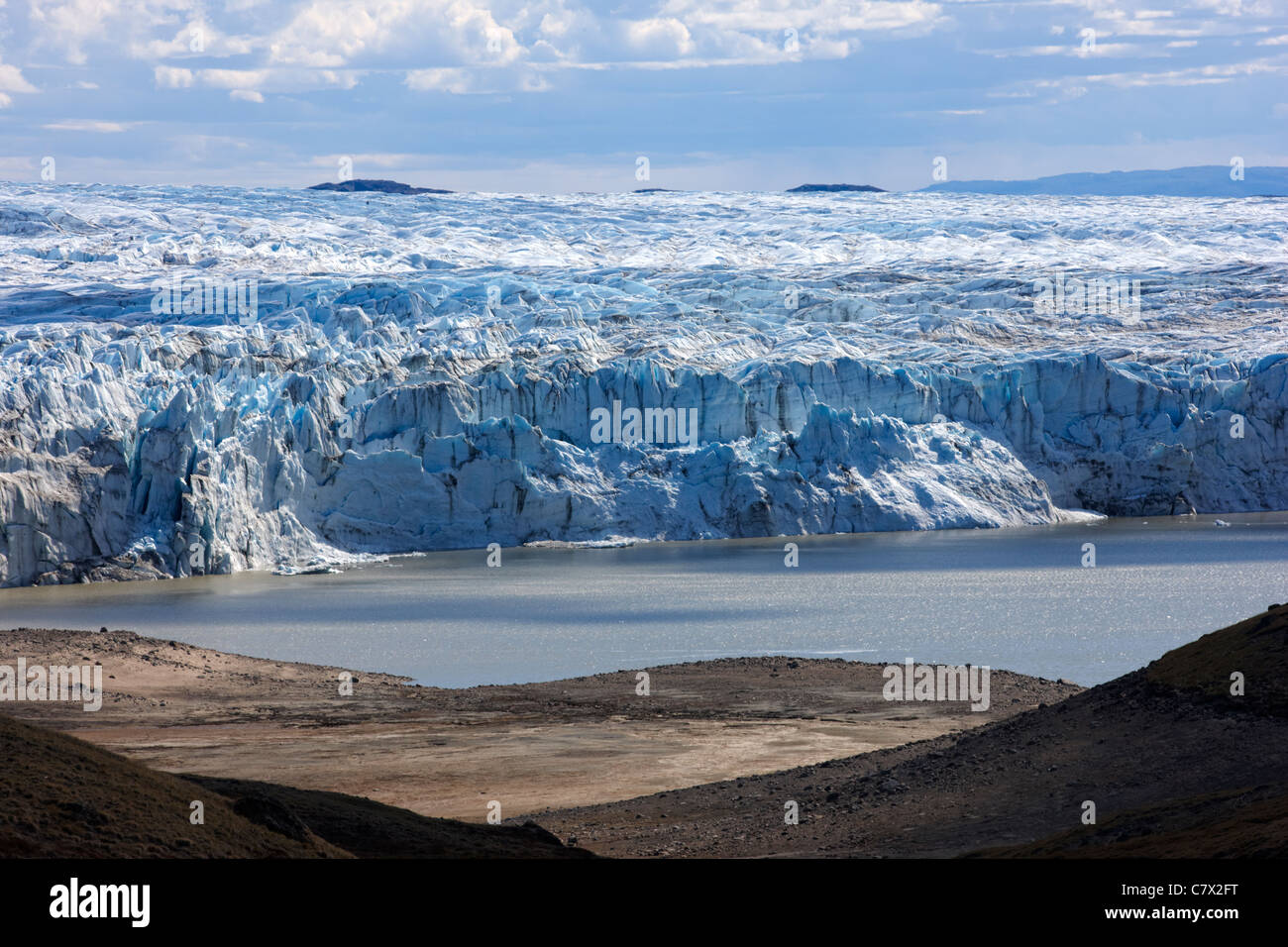 Russell ghiacciaio vicino a Kangerlussuaq in Groenlandia Foto Stock