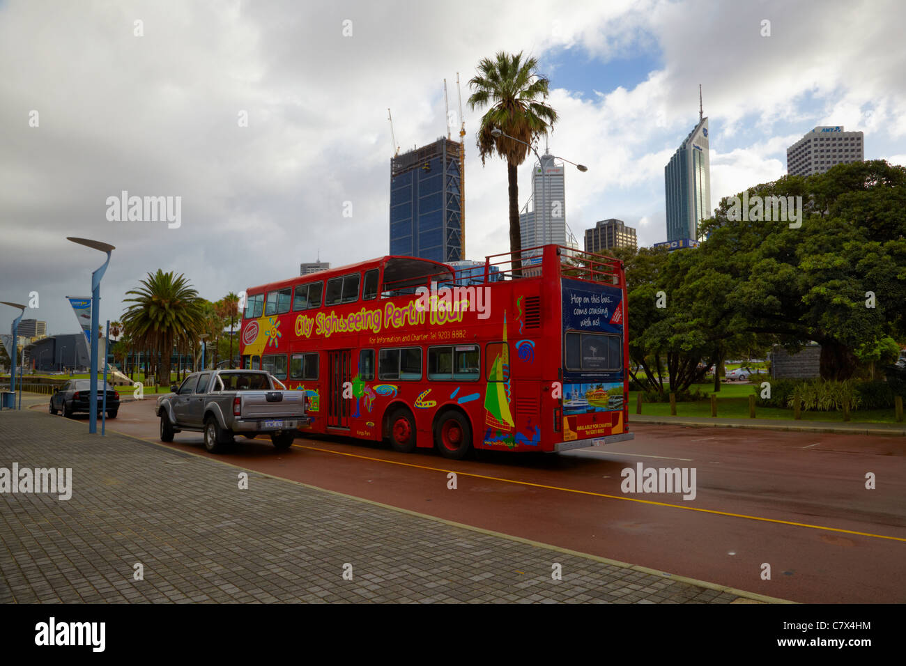 La città di Perth Sightseeing Bus Tour, Perth, Western Australia Foto Stock