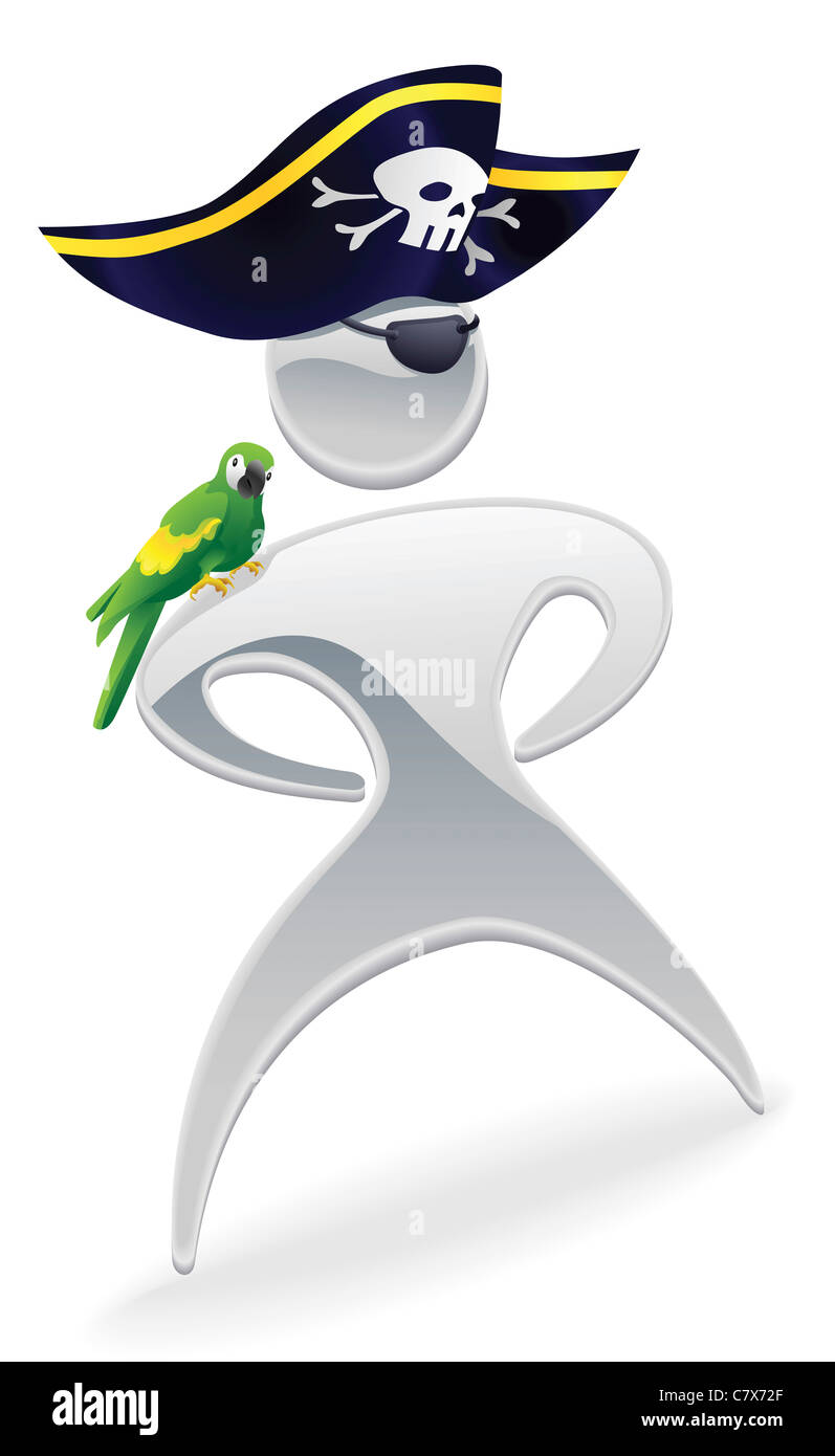 Metallica mascotte cartoon pirata di carattere con il concetto di Parrot Foto Stock