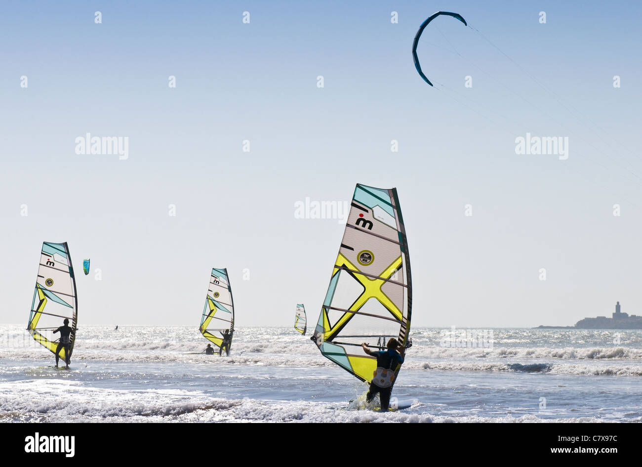 Wind Surf a Essaouira, Marocco Foto Stock