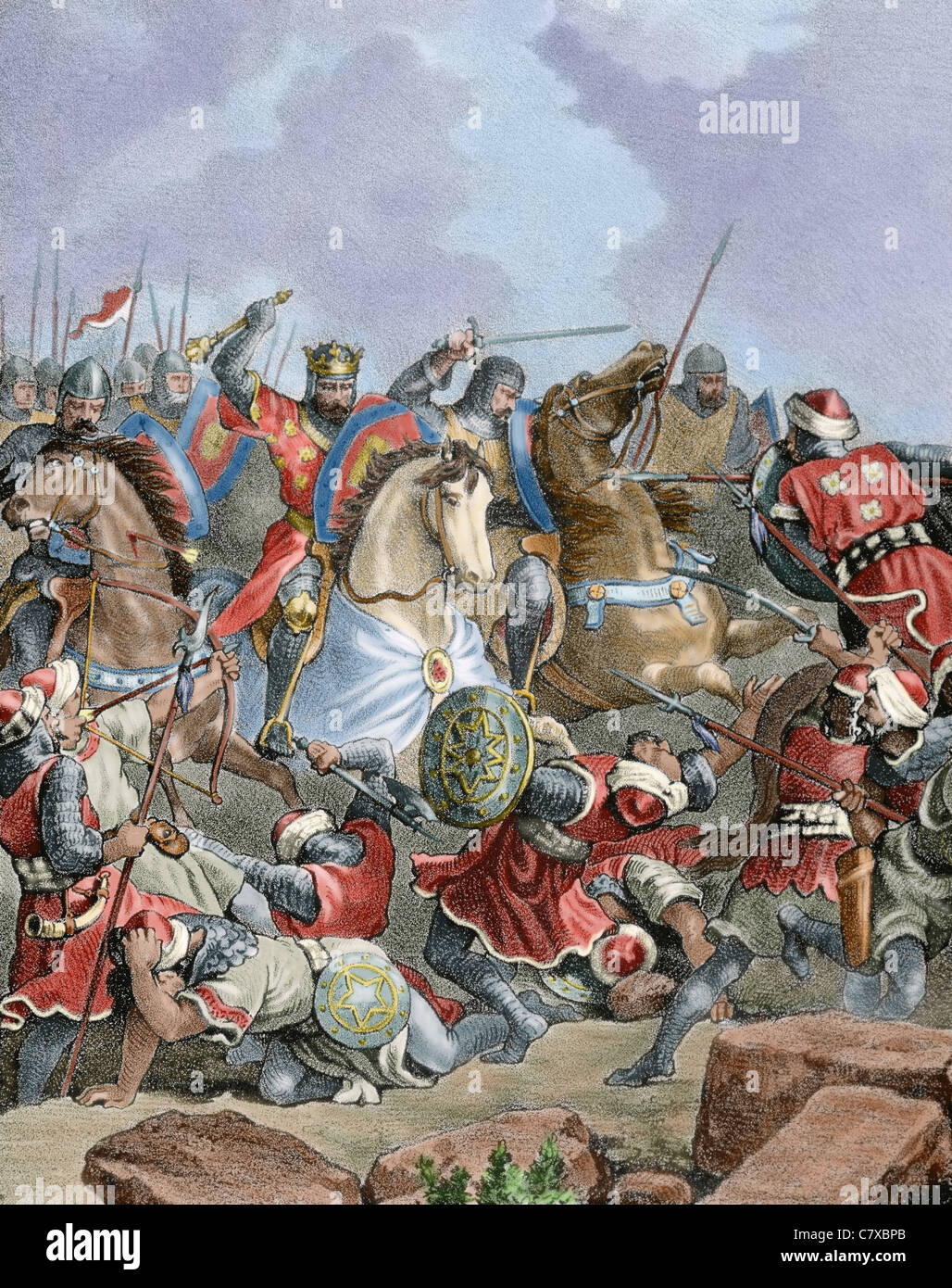 La storia della Spagna. La battaglia del fiume Salado (30 ottobre 1340). Foto Stock