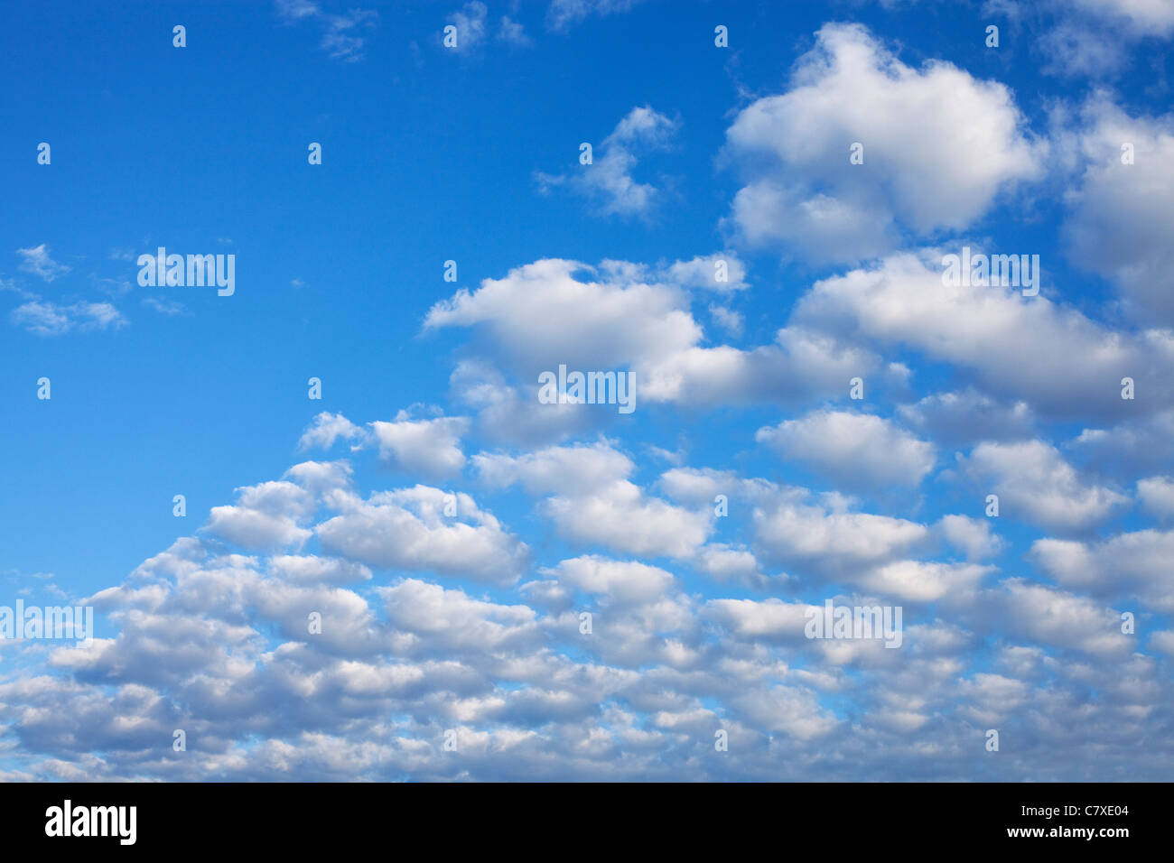 Nuvole contro un cielo blu Foto Stock