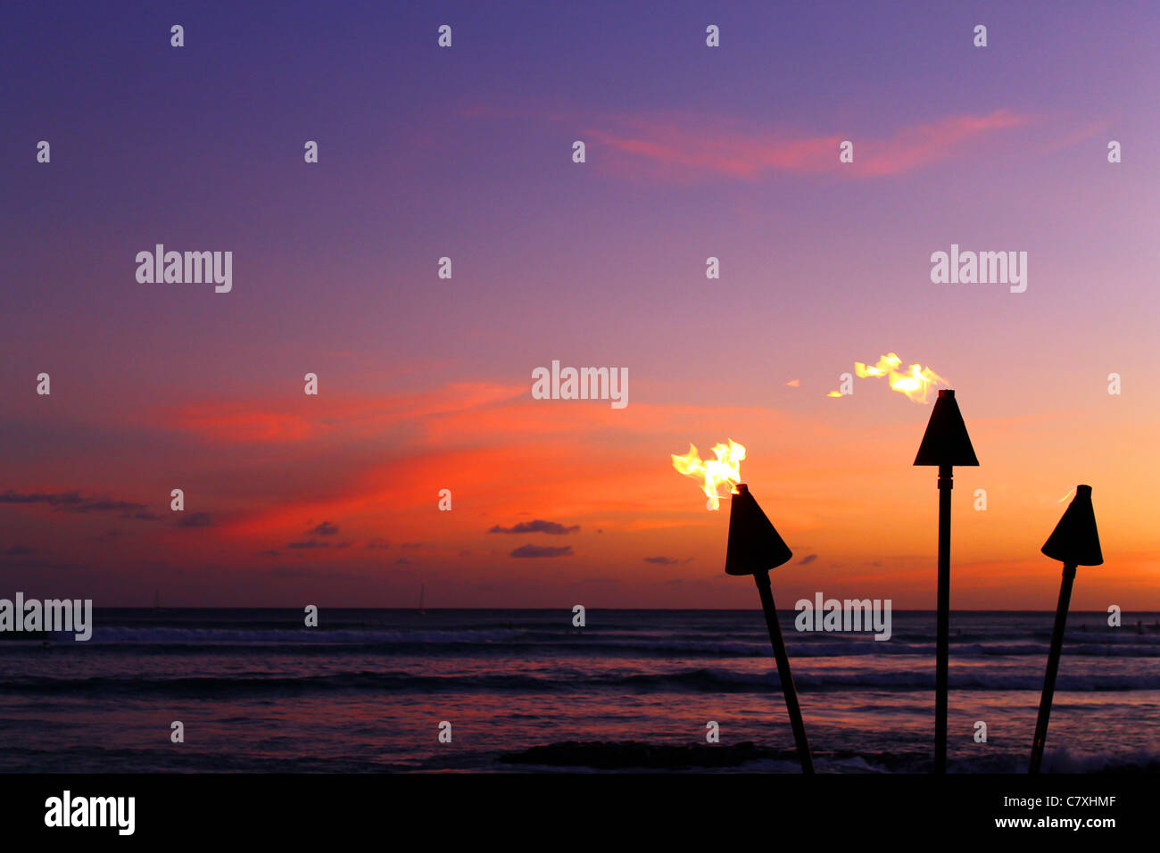 Fiamme al tramonto Foto Stock