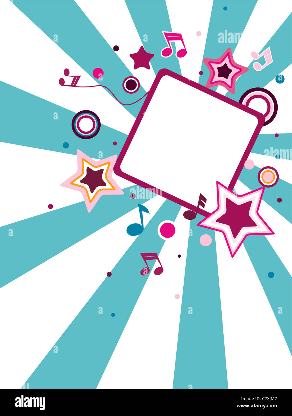 Illustrazione dello sfondo di un telaio con un tema Retro Foto Stock