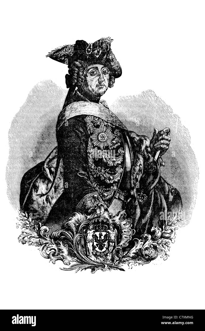 Federico II il Grande 1712 1786 re di Prussia dinastia Hohenzollern principe elettore re regal royal regale imperiale principesca Foto Stock