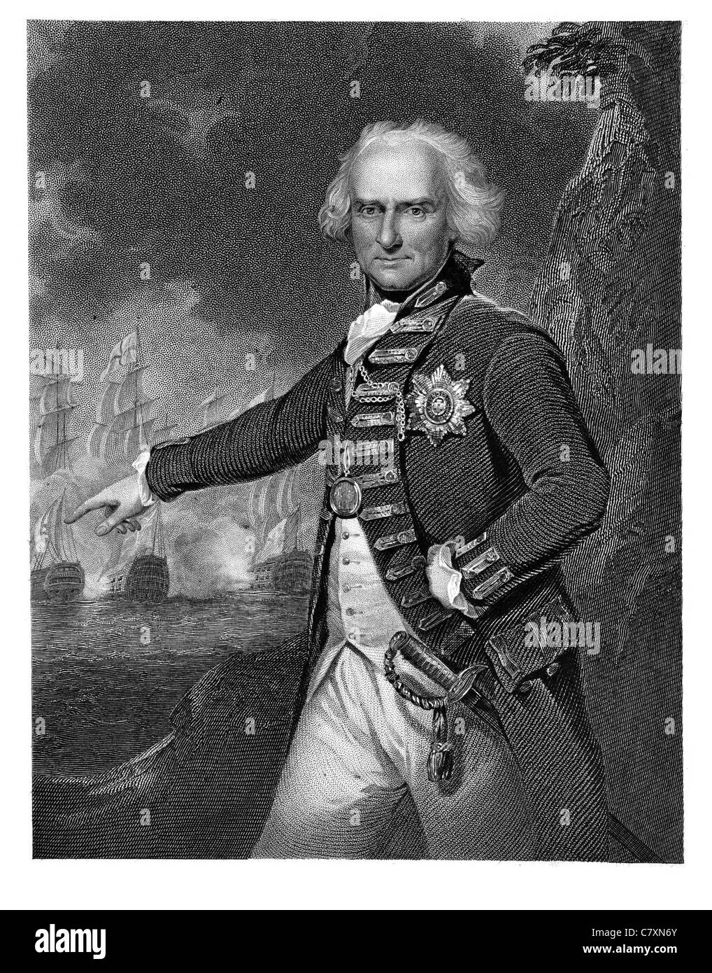 Admiral Alexander cofano primo Visconte Bridport KB 1726 1814 officer British Royal Navy rivoluzionario francese guerre Guerra Napoleonica Foto Stock