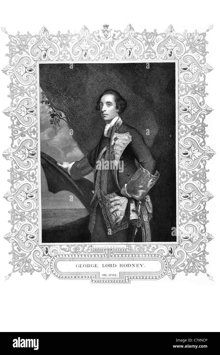 George Brydges Rodney primo Baron 1718 1792 British naval officer il comando Guerra di Indipendenza Americana la battaglia delle Saintes Foto Stock