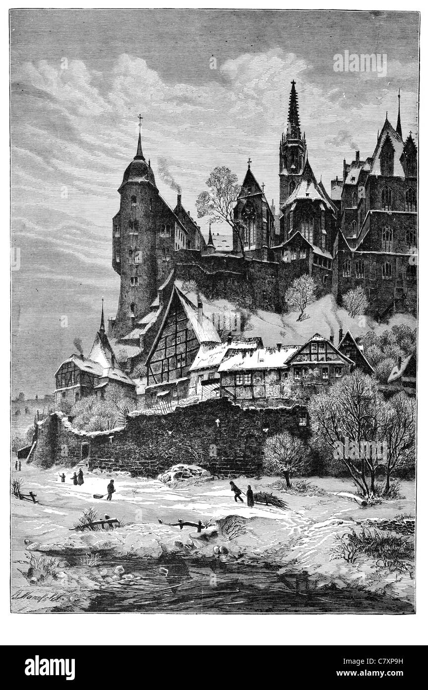 Cattedrale di Albrechtsburg tardi il castello gotico di Meissen Germania Sassonia basilica chiesa Foto Stock