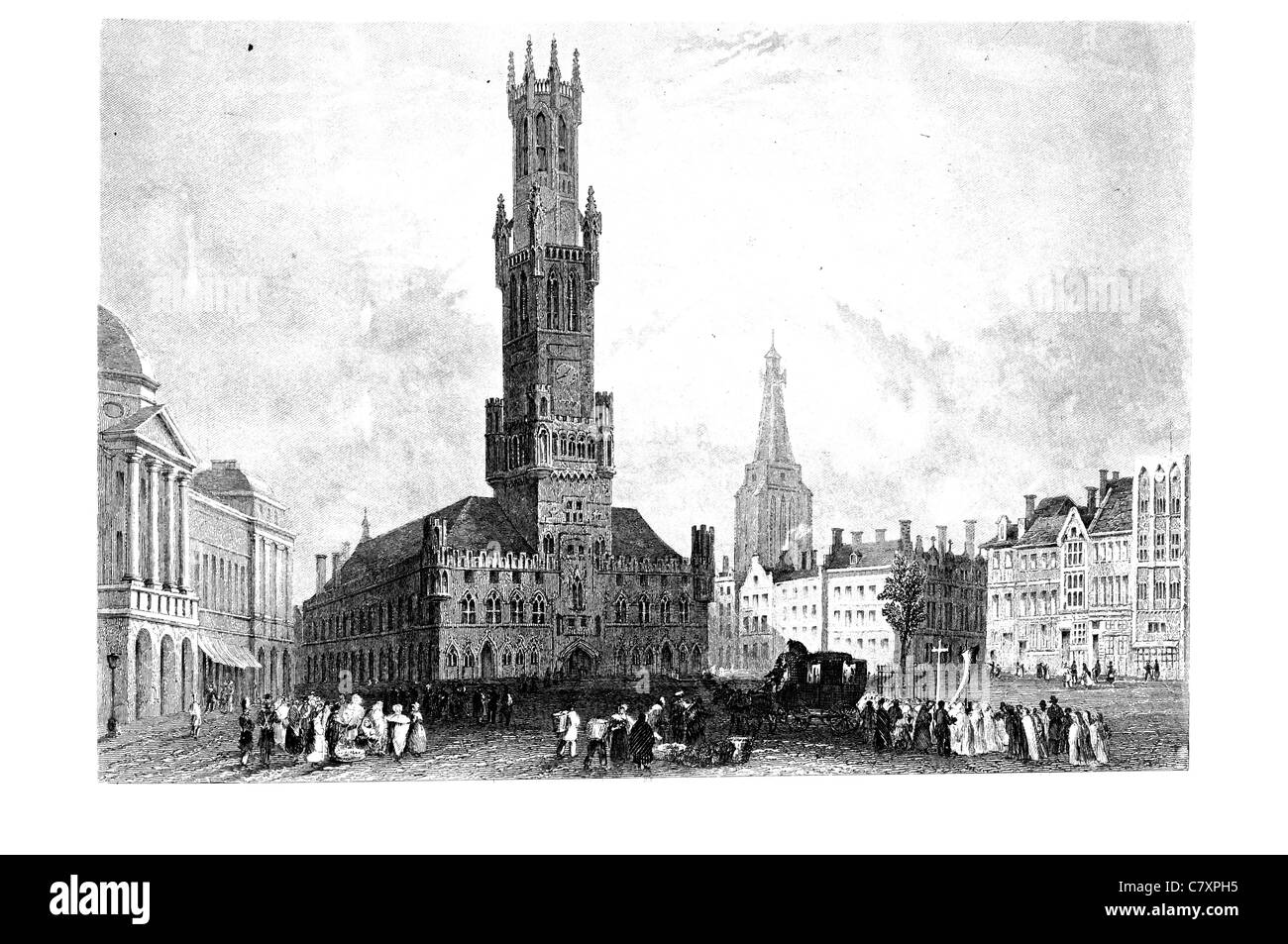 Grande Torre piazza del Municipio di architettura architetto architettonico edificio edifici antiche opere d'arte disegno storico Foto Stock