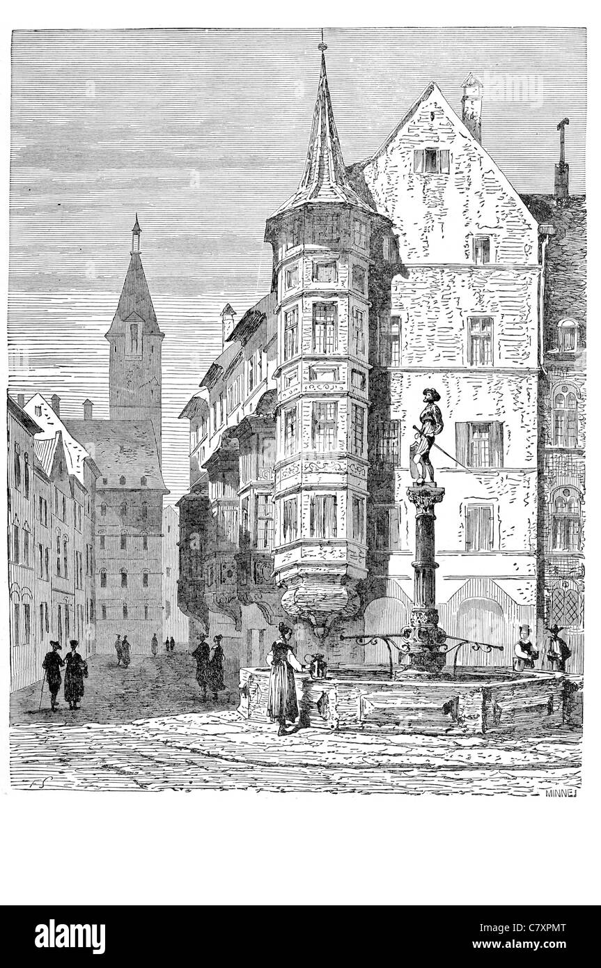 Luogo di mercato Schaffhausen scambi commerciali di vendita acquisto vendere acquistare negozi negozio di alimentari shopping merchant generi alimentari freschi prodotti alimentari Foto Stock